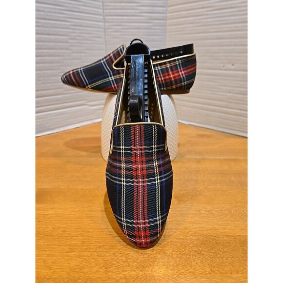 J Crew Stewart Tartan Plaid Loafers Ladies Sz 7 Holiday Preppy Town & Country - Picture 1 of 10